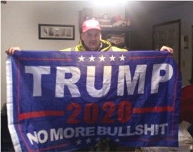 Racist Rev Egan show his love for Donald Trump with the flag