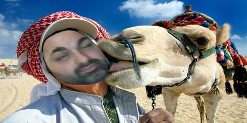Sonny Cardona and his pet Camel when he lived in Iran
